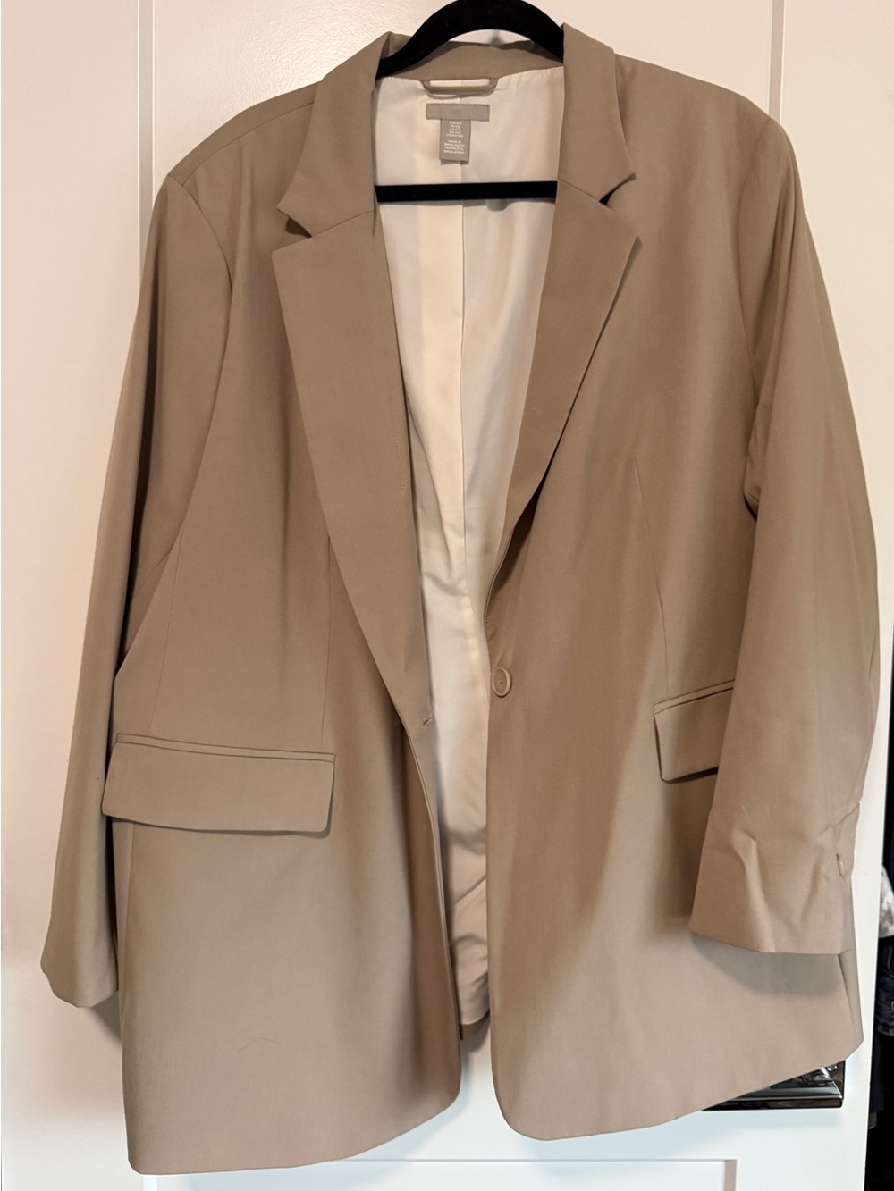 H&M Beige Oversized Single-Button Blazer